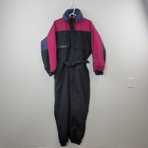 Vintage 90’s Women's Columbia Ski Snow Suit Purple Black Pink one piece Medium